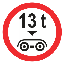 Liiklusmärk 342b - Telikukoormuse piirang